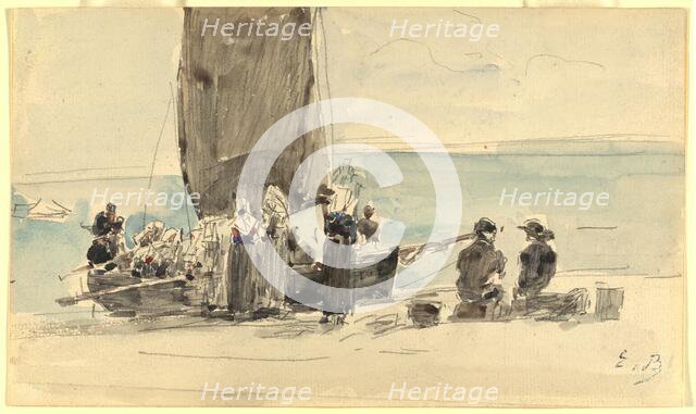 Loading the Boats, c. 1875. Creator: Eugene Louis Boudin.