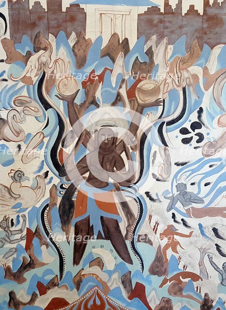 Asura in 249th cave of Mogao, 6th century. Creator: Central Asian Art.