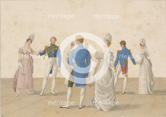 The Quadrille: A droite sur les côtés, 1820s.
