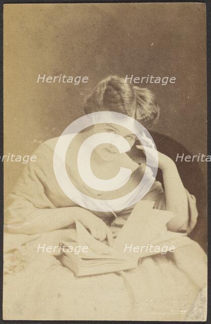 Portrait of a Woman with Book, late 19th century. Creator: Adolphe Beau.