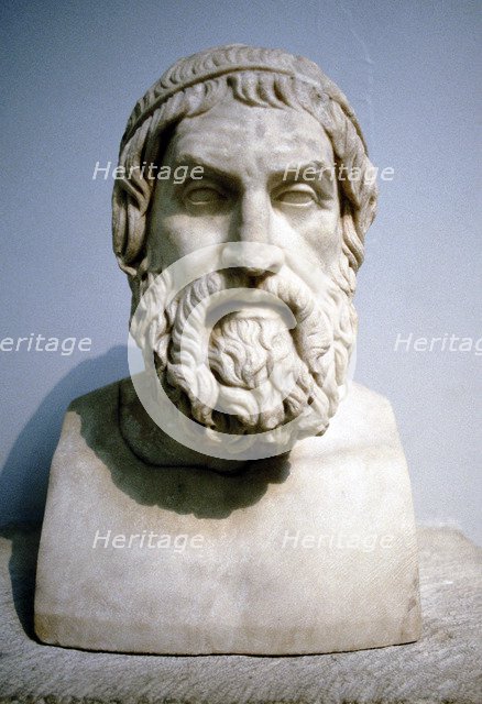 Marble portrait bust said to be of Sophocles, Athenian writer of tragedies. Artist: Unknown