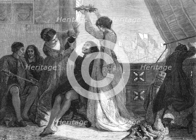 "Home and Victory," by F. W. W. Topham, in the exhibition of the Royal Academy, 1871. Creator: William Hollidge.