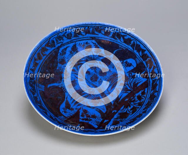 Dish with landscape scene, Safavid dynasty (1501-1722), early 17th century. Creator: Unknown.