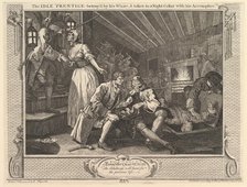 The Idle 'Prentice Betrayed by his Whore and Taken into a Night Cellar with ..., September 30, 1747. Creator: William Hogarth.