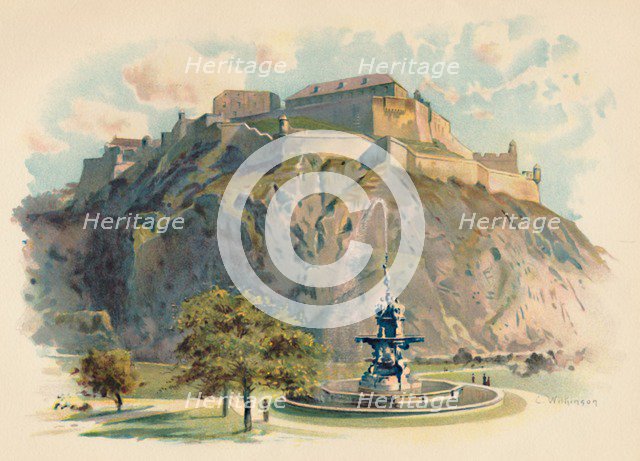 'The Castle Rock, Edinburgh', c1890. Artist: Charles Wilkinson.