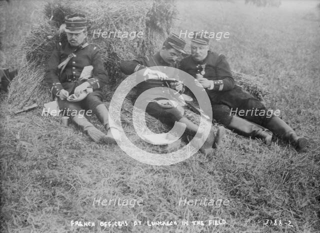 French Officers at luncheon in the field, between c1914 and c1915. Creator: Bain News Service.