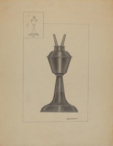 Whale Oil Lamp, c. 1936. Creator: Matthew Mangiacotti.