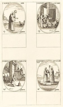 St. Maurus; St. John Calybite; St. Marcellus; St. Honoratus. Creator: Jacques Callot.
