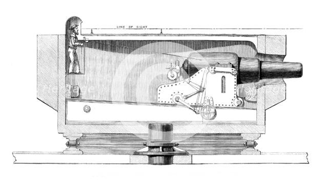Section of Captain Scott's turret gun-carriage in the Glatton, 1871. Creator: Unknown.