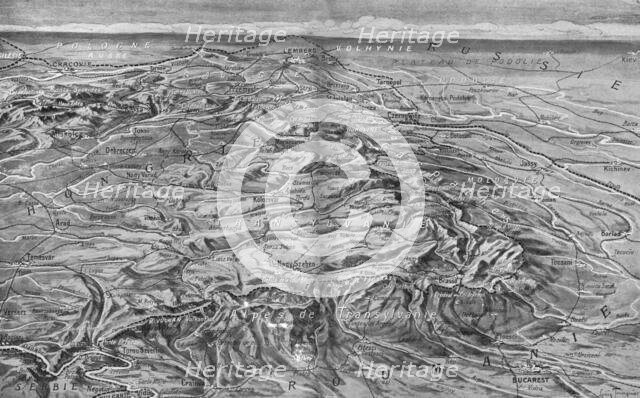 'L'Heure de la Roumanie; La frontiere roumaine des Carpathes et des Alpes de Transylvanie', 1916. Creator: Julietta.