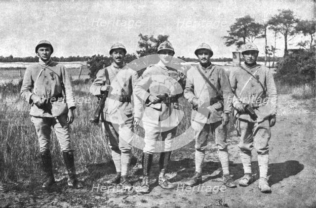 'La fin d'un Reve; Le lieutenant Balestier, le sergent Lejeune, les caporaux Hoquet et..., 1918. Creator: Unknown.