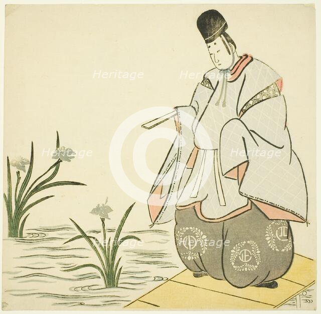 Narihira at Yatsuhashi Bridge, 1765. Creator: Unknown.