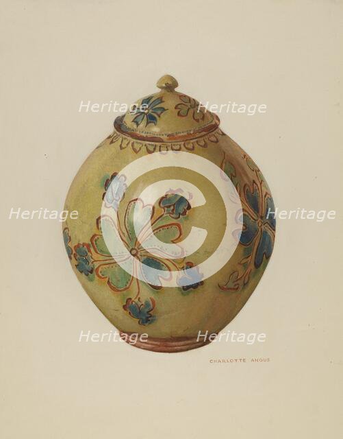 Jar with Cover, c. 1936. Creator: Charlotte Angus.