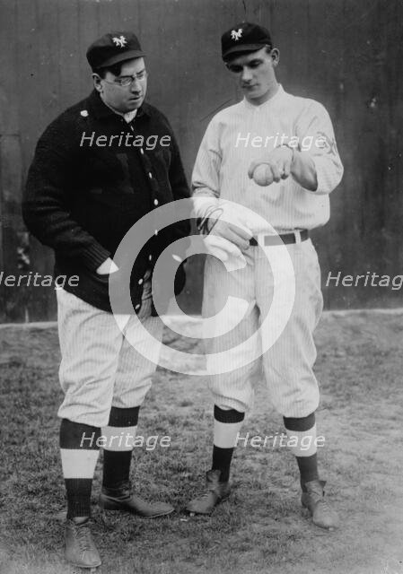 Libe Washburn with Rube Marquard, New York, NL (baseball), 1911. Creator: Bain News Service.