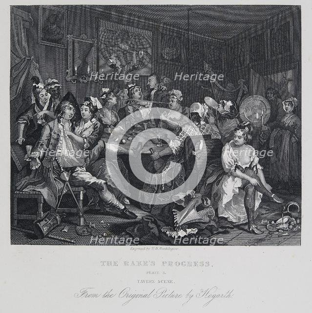 A Rake's Progress: Tavern Scene, 1732-1735. Creator: William Hogarth.