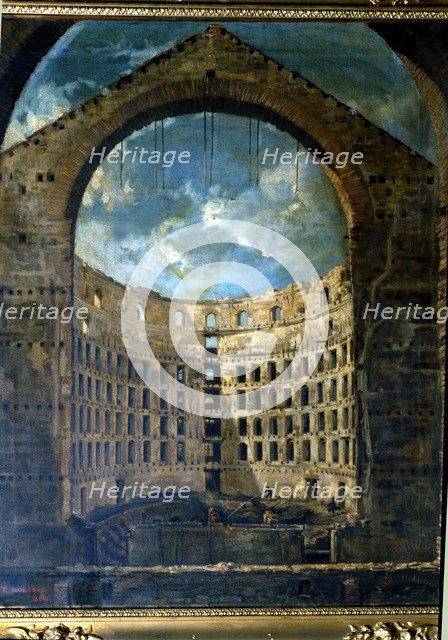 The great theatre of the Liceo after a fire in 1861.