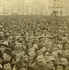 Crowd at the opening of the Columbian Exhibition, Chicago, Illinois, USA, 1893.Artist: BW Kilburn