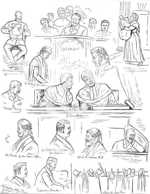 Sketches at the Land League Trials in Dublin, 1881. Creator: Wallis Mackay.