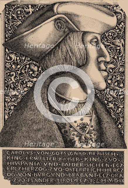 Portrait of the Emperor Charles V (1500-1558), 1520. Creator: Hopfer, Daniel, the Elder (1470-1536).