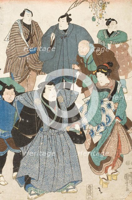 Actors Portraits Disguised as a Street Crowd, between circa 1850 and circa 1851. Creator: Utagawa Kuniyoshi.