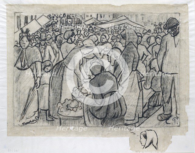 Compositional study for 'Market of Gisors (rue Cappeville)', c1893. Artist: Camille Pissarro.