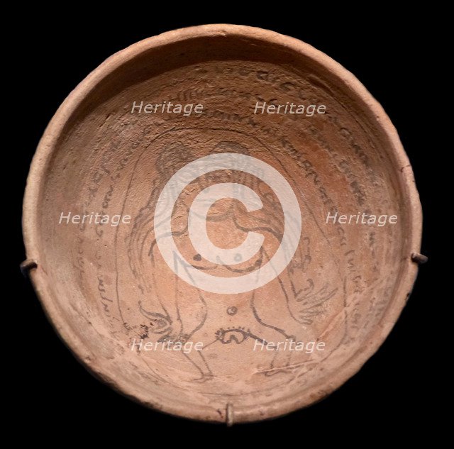 Magic bowl with an incantation text in Judeo-Aramaic and an image of the demon Lilith, 5th-6th centu