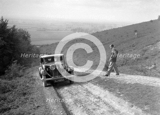 1933 Talbot 75 2276 cc competing in a Talbot CC trial. Artist: Bill Brunell.