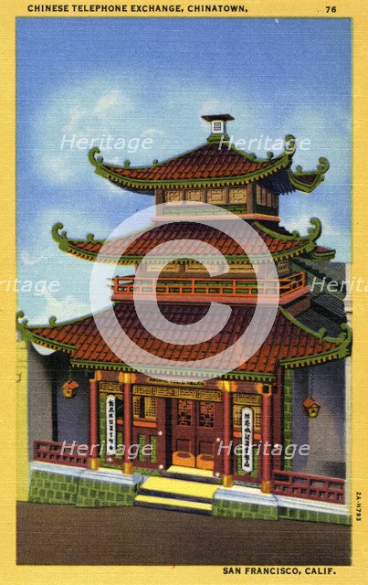 Chinese telephone exchange, Chinatown, San Francisco, California, USA, 1932. Artist: Unknown