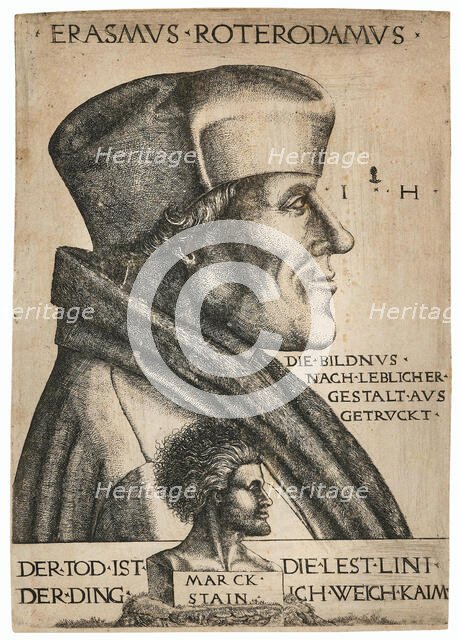 Portrait of Erasmus of Rotterdam (1467-1536), c1546-1555. Creator: Hopfer; Hieronymus (1500-1563).