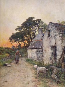 'A Village Lane, South Wales', late 19th-early 20th century.  Creator: Sir Ernest Albert Waterlow.