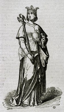 Violant of Hungary, (1215-1251), Queen consort of Aragon and second wife of James I of Aragon, 1852. Creator: Unknown.