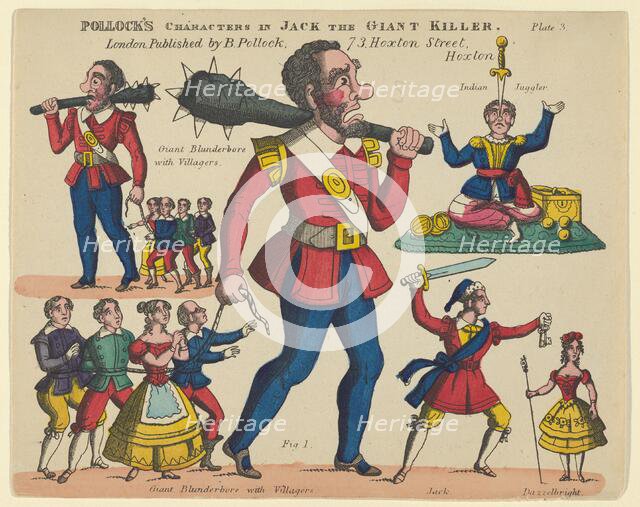 Characters, from Jack the Giant Killer, Plate 3 for a Toy Theater, 1870-90. Creator: Benjamin Pollock.