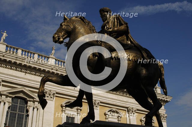 Equestrian statue of Marcus Aurelius (121-180), Roman emperor, Campidoglio Square, Rome, Italy, 2009 Creator: LTL.
