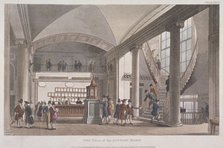 Interior view of the hall in the Auction Mart, Bartholomew Lane, City of London, 1811. Artist: Anon