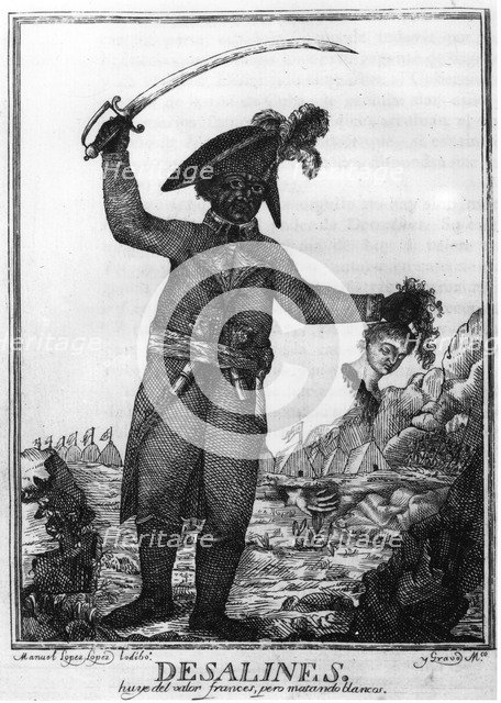 Jean Jacques Dessalines, a leader of the Haitian Revolution, 1806.  Artist: Manuel Lopez