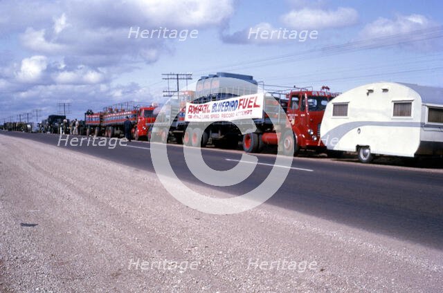 Ampol fuel trucks en route to Lake Eyre for Bluebird CN7 Land Speed Record attempt, 1964. Creator: Unknown.
