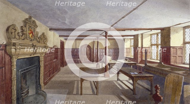 Interior view of the boys' dining room in Charterhouse, London, 1885.                                Artist: John Crowther