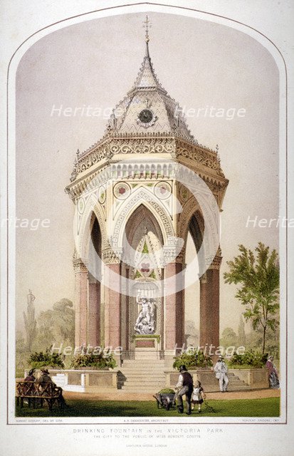 The drinking fountain in Victoria Park, Hackney, London, c1861.                                      Artist: Robert Dudley