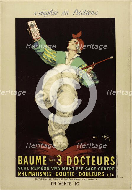 Baume des 3 docteurs, seul remède vraiment efficace contre rhumatismes, goutte, douleurs, 1920s. Creator: D'Ylen, Jean (1886-1938).