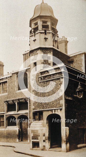 The church of St Bartholomew the Great and surrounding area; exterior view of the schools rebuilt... Creator: Rev CF Fison.