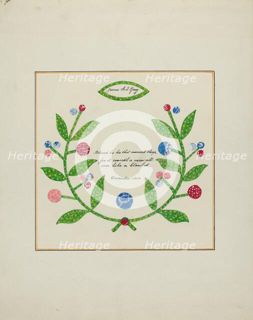 Pieced Autograph Quilt (1 Piece), c. 1936. Creators: Cornelius Christoffels, Margaret Linsley.