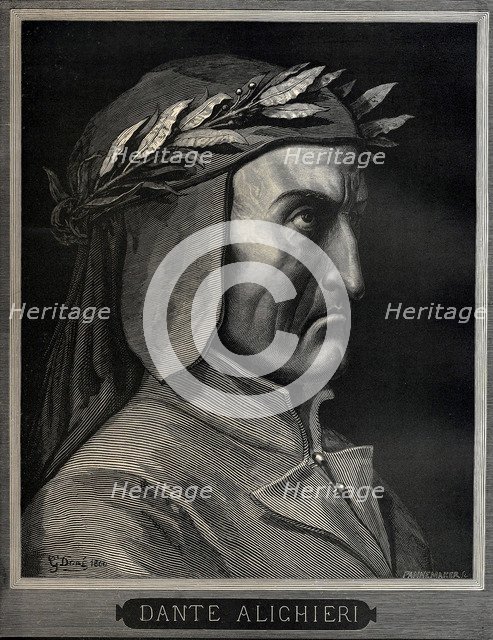 Dante Alighieri (1265-1321), 1860.  Creator: Doré, Gustave (1832-1883).