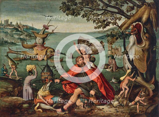 Saint Christopher Carrying the Christ Child through a Sinful World, . Creator: Bosch; Hieronymus; (School) ().