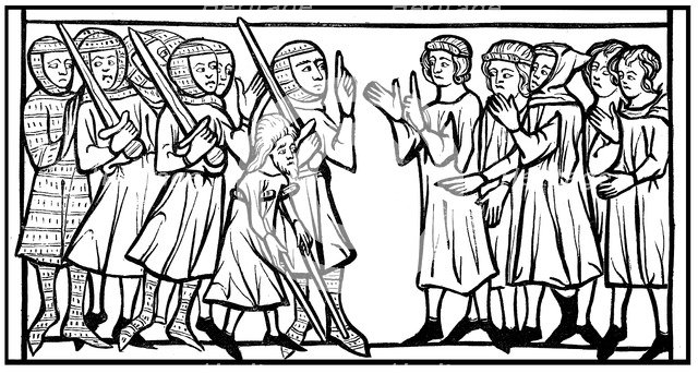 Christian prisoners taken during a crusade, 13th century. Artist: Unknown