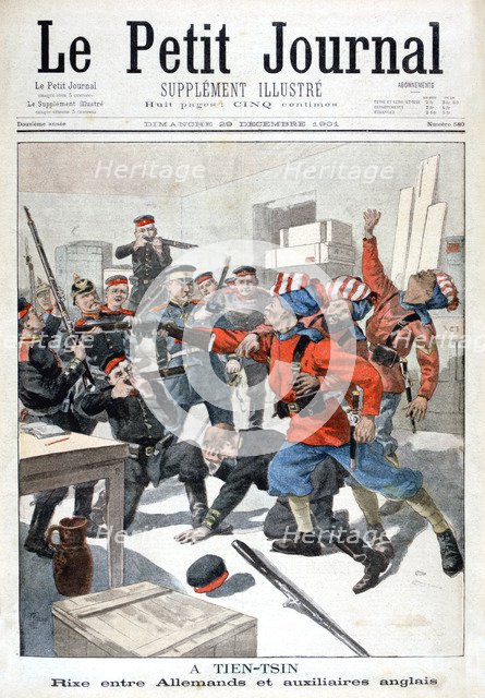 Incident between German troops and British auxiliaries, Tientsin, China, 1901. Artist: Unknown