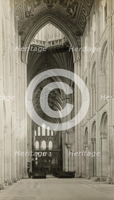 Ely Cathedral: Nave to East, from Octagon Arch, 1891. Creator: Frederick Henry Evans.