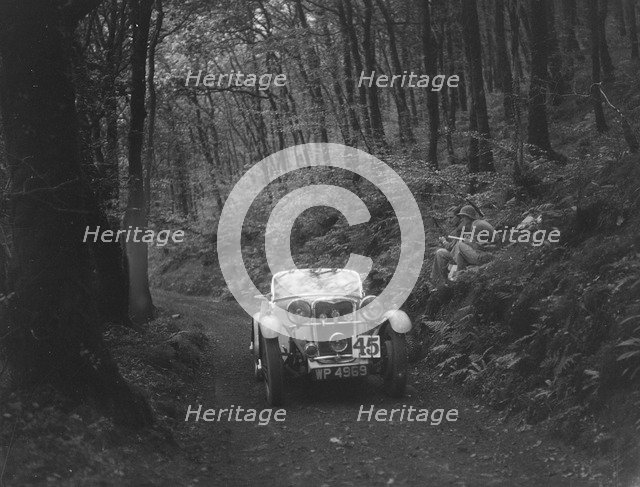 1933 Singer competing in the Mid Surrey AC Barnstaple Trial, 1934. Artist: Bill Brunell.