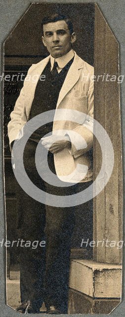Charing Cross Hospital: full-length portrait of Basil Hood, 1906. Creator: Unknown.
