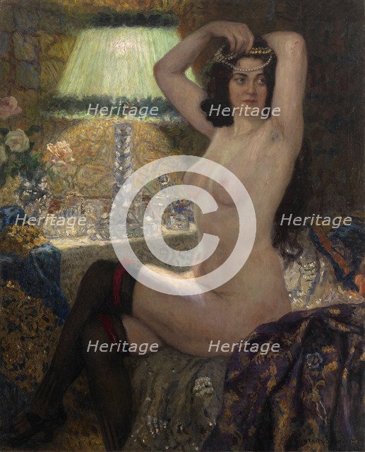 By the Green Lamp. Artist: Bogdanov-Belsky, Nikolai Petrovich (1868-1945)