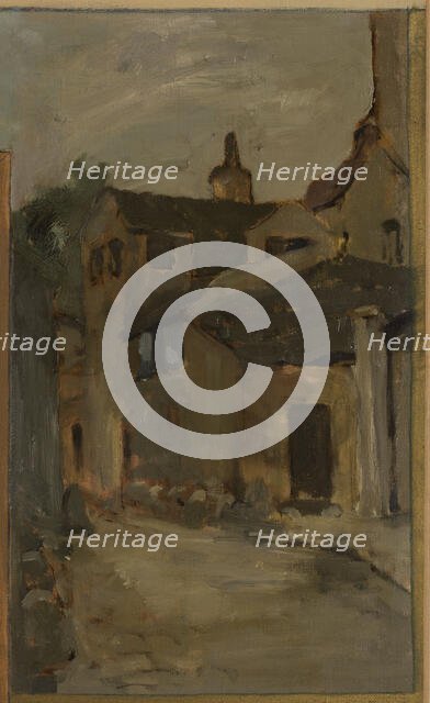 Sketch for the town hall of Vanves. Views of Vanves with the Church of Vanves, 1902. Creator: Paul Leon Felix Schmitt.